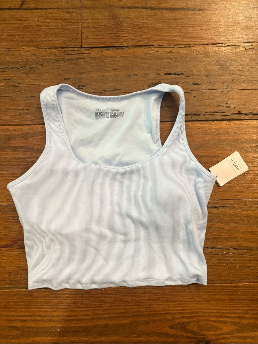 Auden Pale Blue Ribbed Scoop Crop Tank